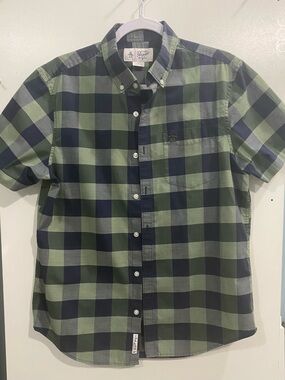 Original Penguin Green & Navy Plaid Short-Sleeve Button-Down Shirt